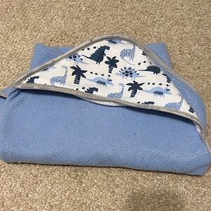 Blue Baby Blanket with Dinosaur Print